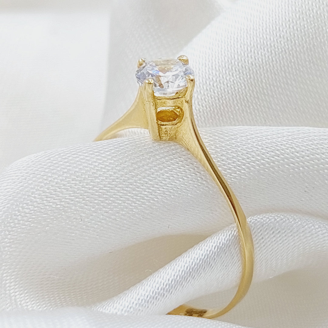 18K Solitaire Engagement Ring Made of 18K Yellow Gold by Saeed Jewelry-ذبلة-محبس-5