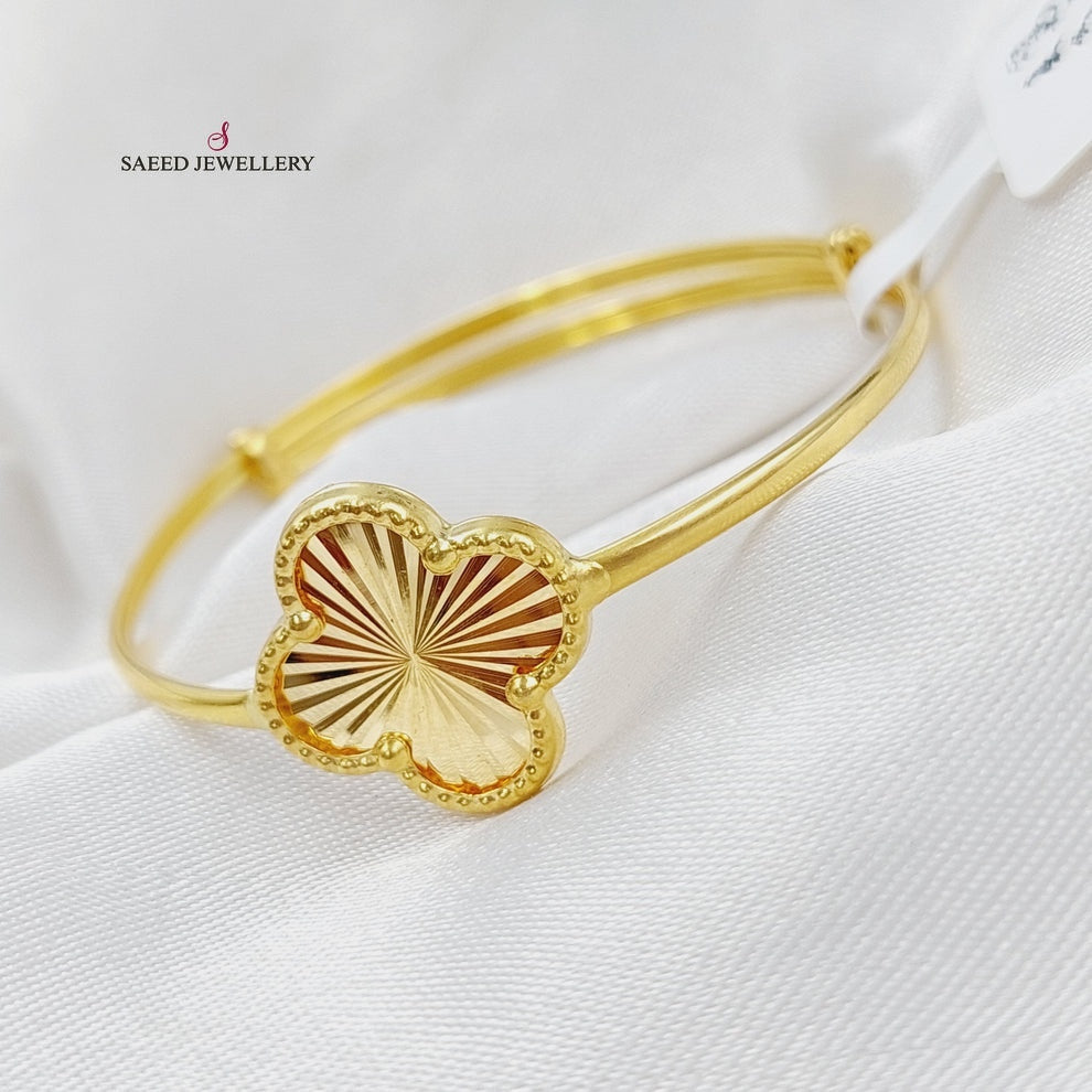 18K Gold 18K Clover Children Bracelet by Saeed Jewelry - Image 2