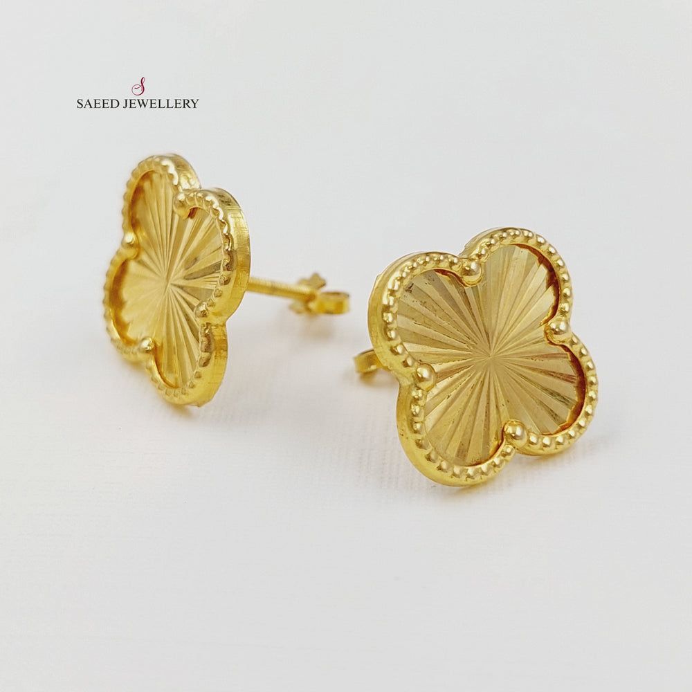 18K Gold 18K Clover Earrings by Saeed Jewelry - Image 2