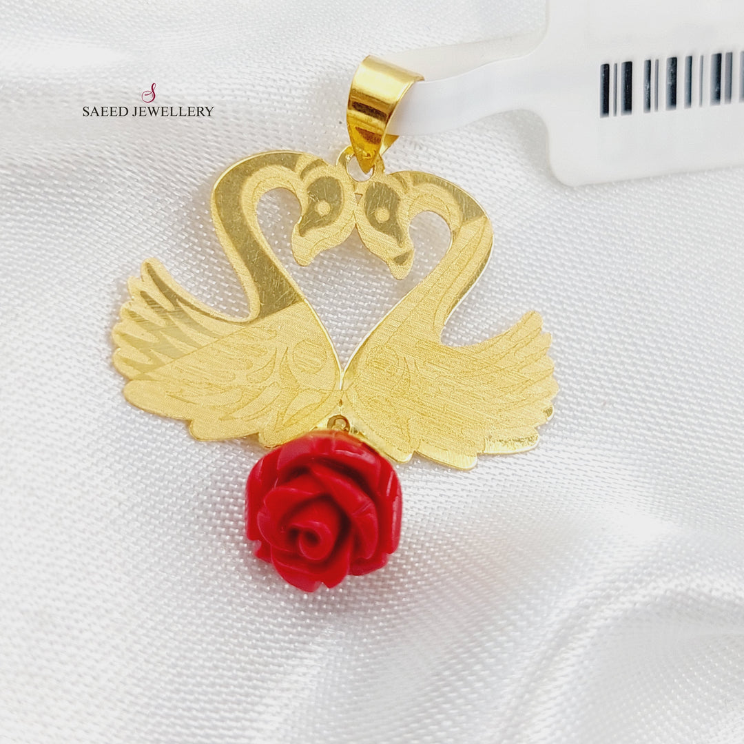 18K Swan Pendant Made of 18K Yellow Gold by Saeed Jewelry-20985