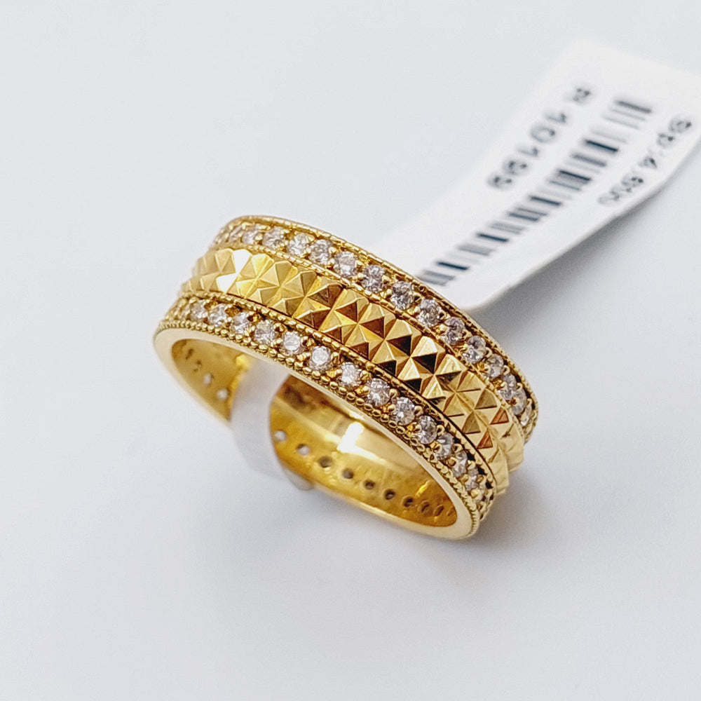 18K Thin Wedding Ring Made of 18K Yellow Gold by Saeed Jewelry-ذبلة-اكسترا-محجر-رفيع