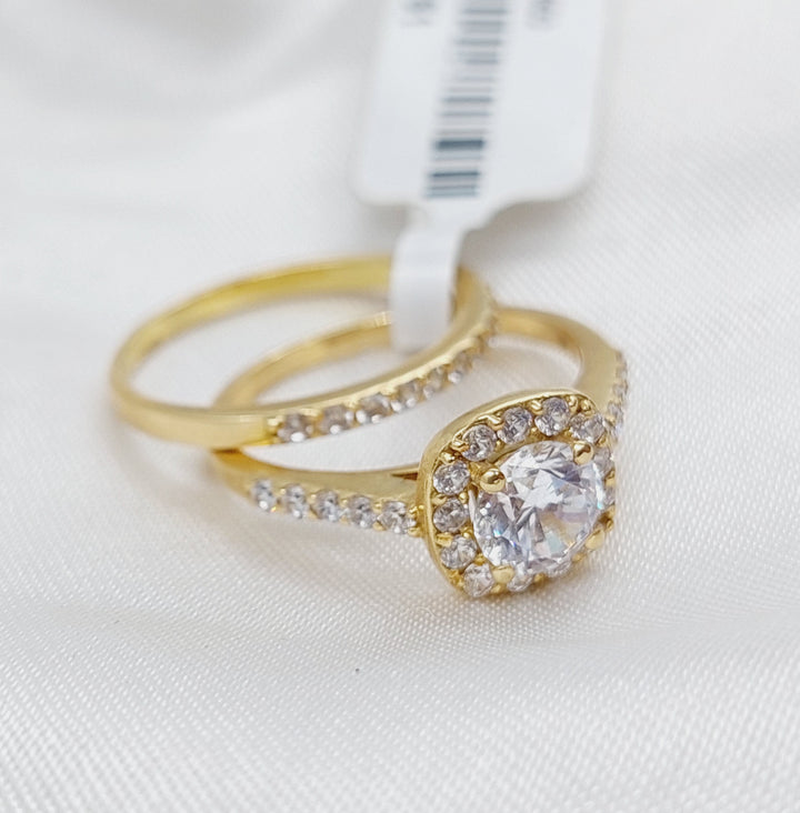 18K Twins Wedding Ring Made of 18K Yellow Gold by Saeed Jewelry-ذبلة-تونز