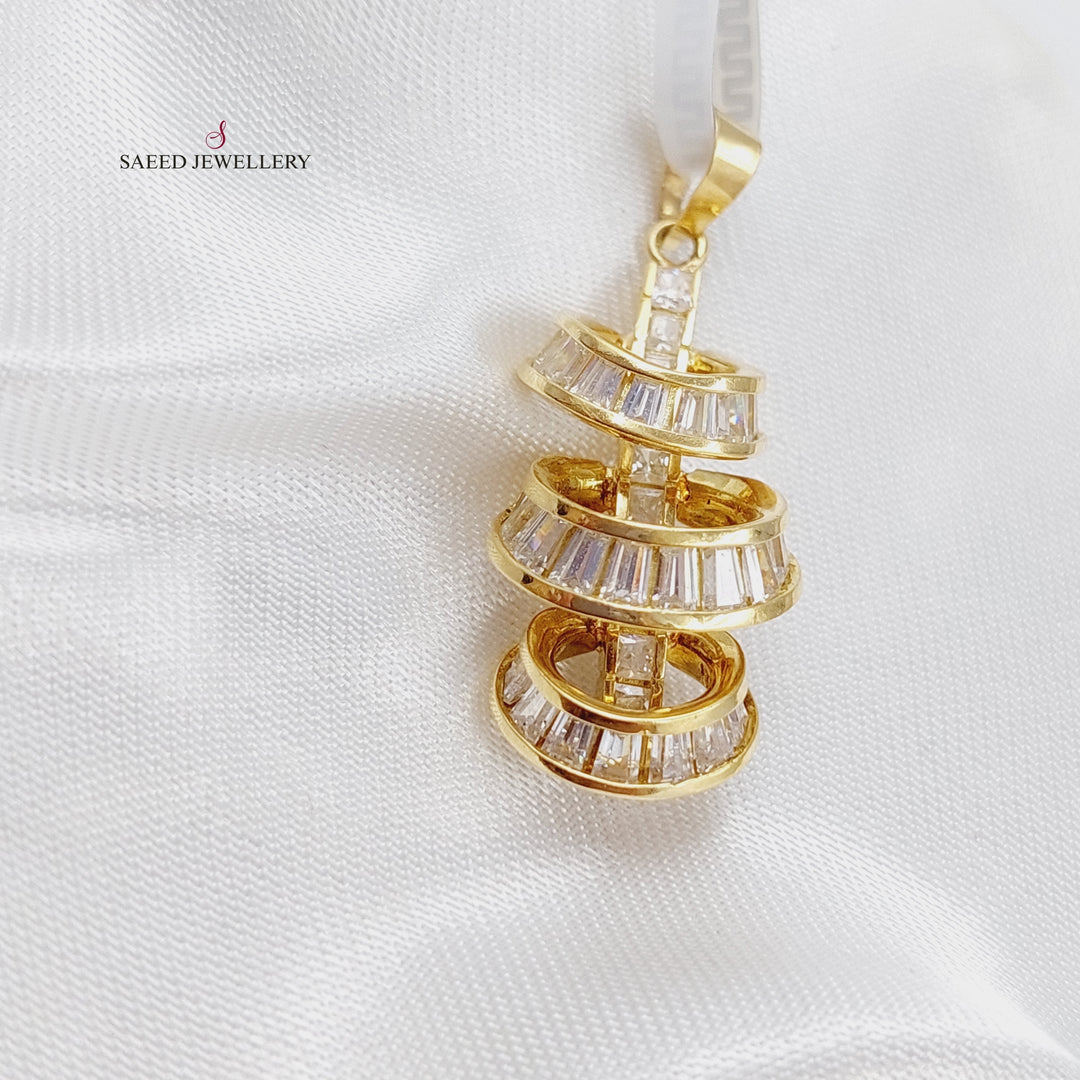 18K Zirconia Pendant Made of 18K Yellow Gold by Saeed Jewelry-11333