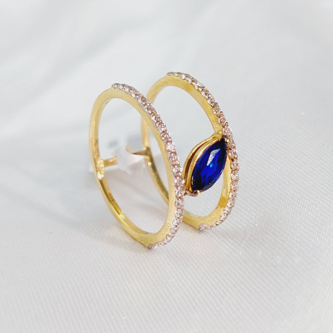 18K Zirconia Ring Made of 18K Yellow Gold by Saeed Jewelry-خاتم-محجر-3
