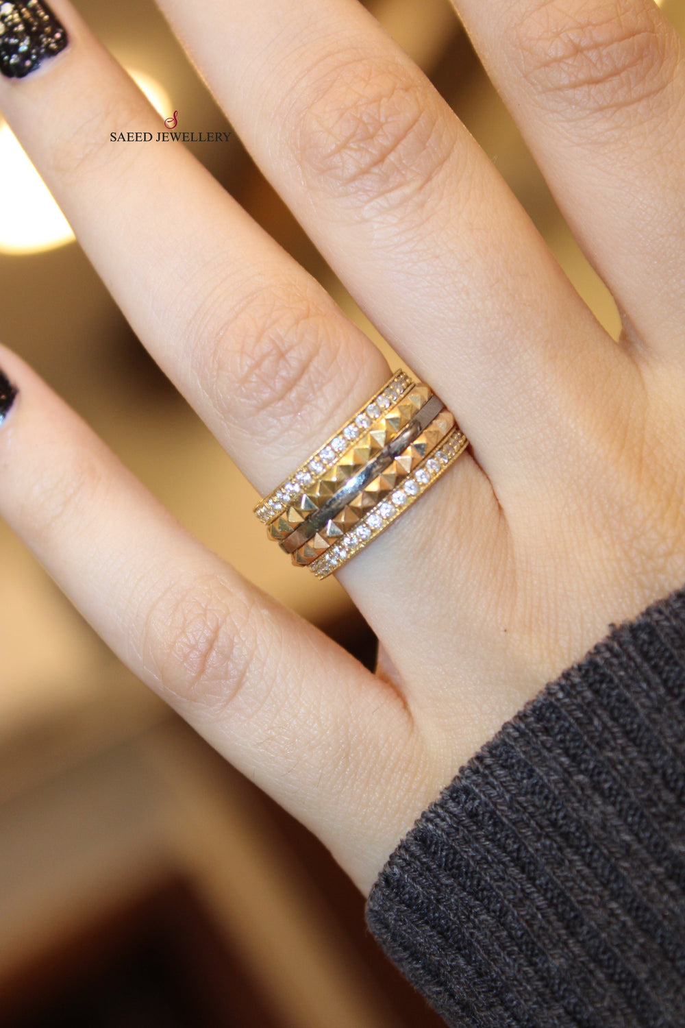 18K Gold Zirconia Wedding Ring by Saeed Jewelry - Image 2