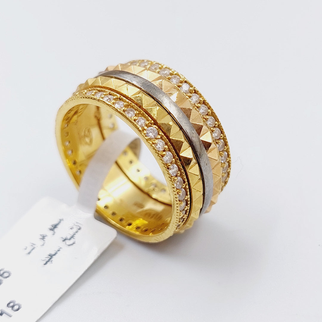 18K Zirconia Wedding Ring Made of 18K Yellow Gold by Saeed Jewelry-ذبلة-اكسترا-محجر-5