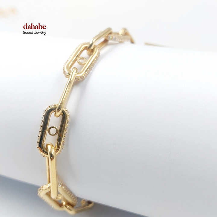 18K Gold Zircon Link Bracelet