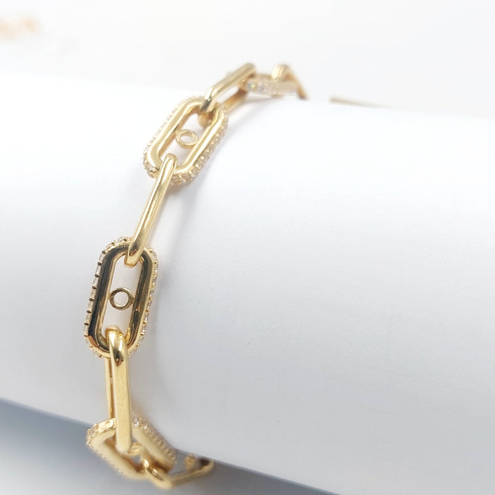 Zircon Studded Lock Bracelet Made of 18K Gold by Saeed Jewelry 
