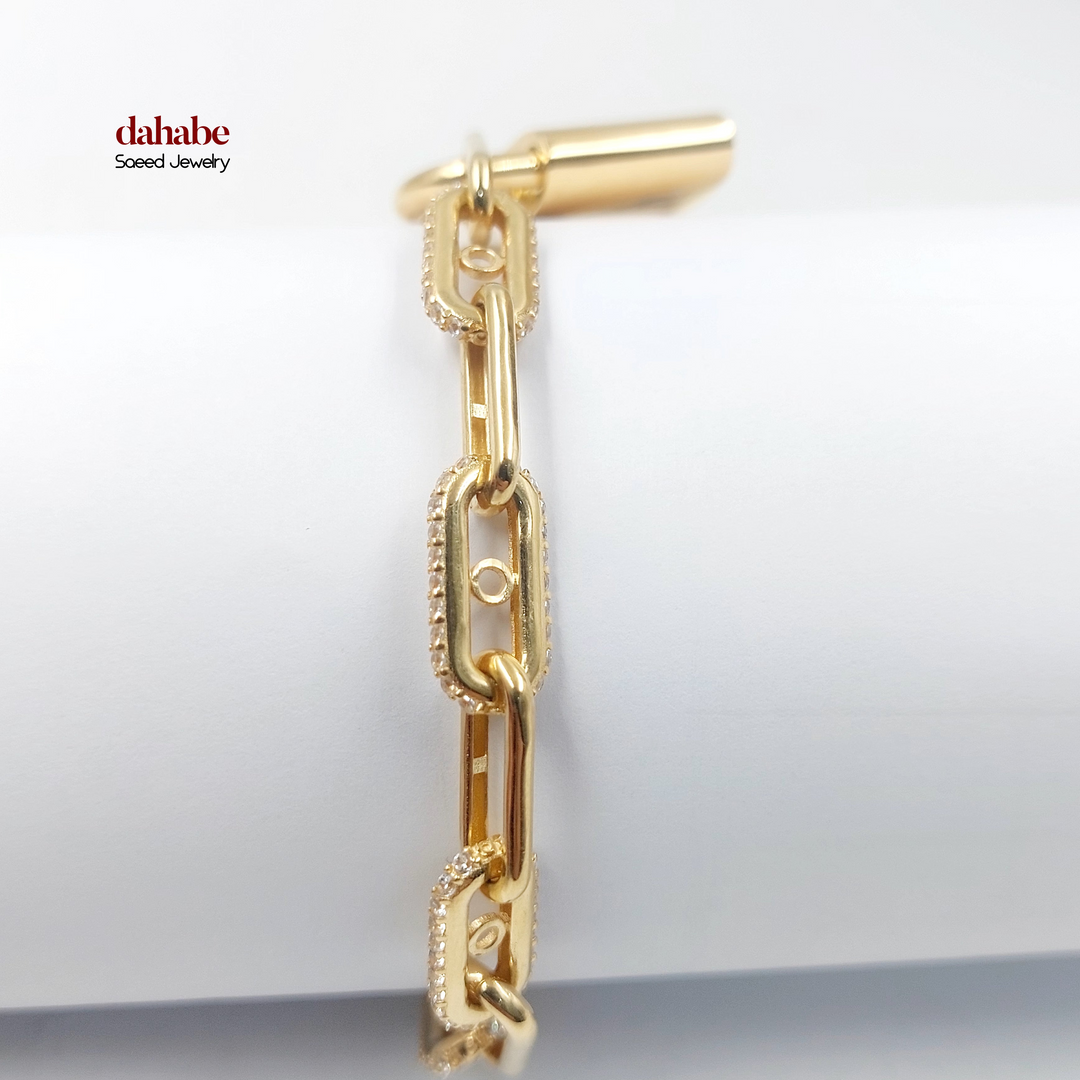18K Gold Zircon Link Bracelet