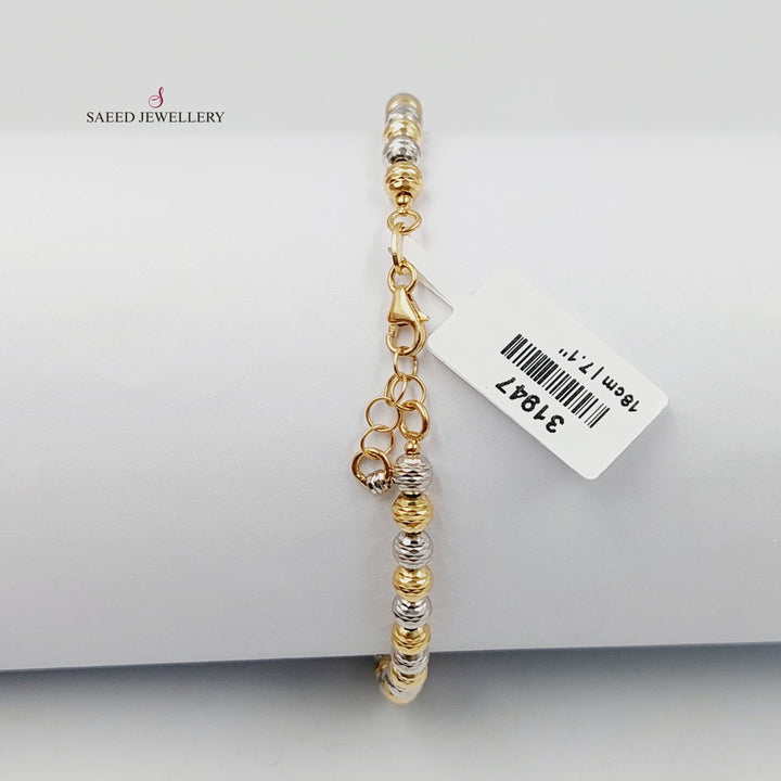 18K Gold Zircon Studded Balls Bracelet by Saeed Jewelry - Image 2