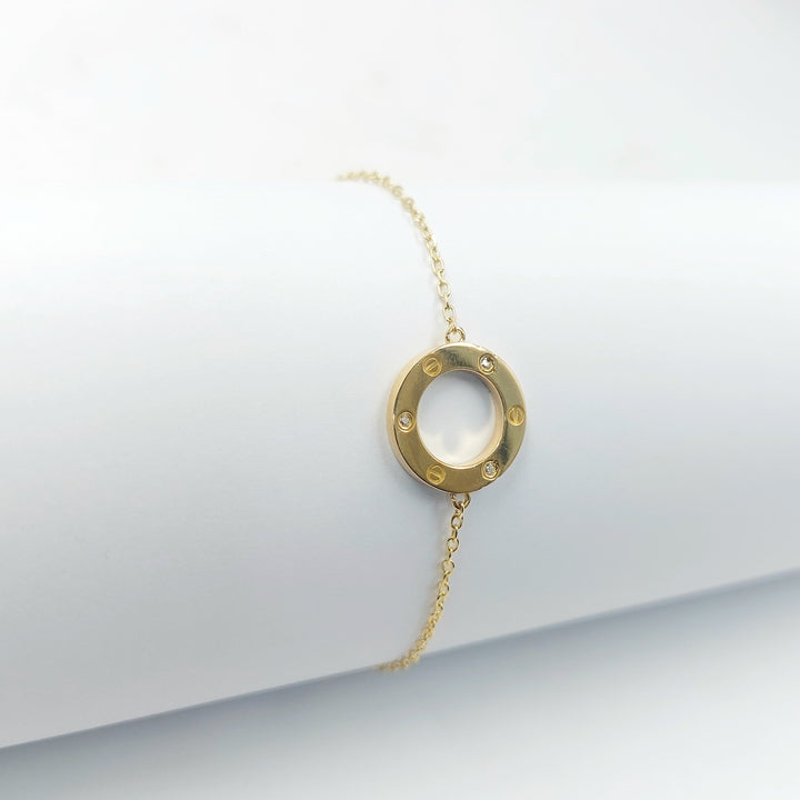 Zircon Studded Figaro Bracelet Made of 18K Gold by Saeed Jewelry 