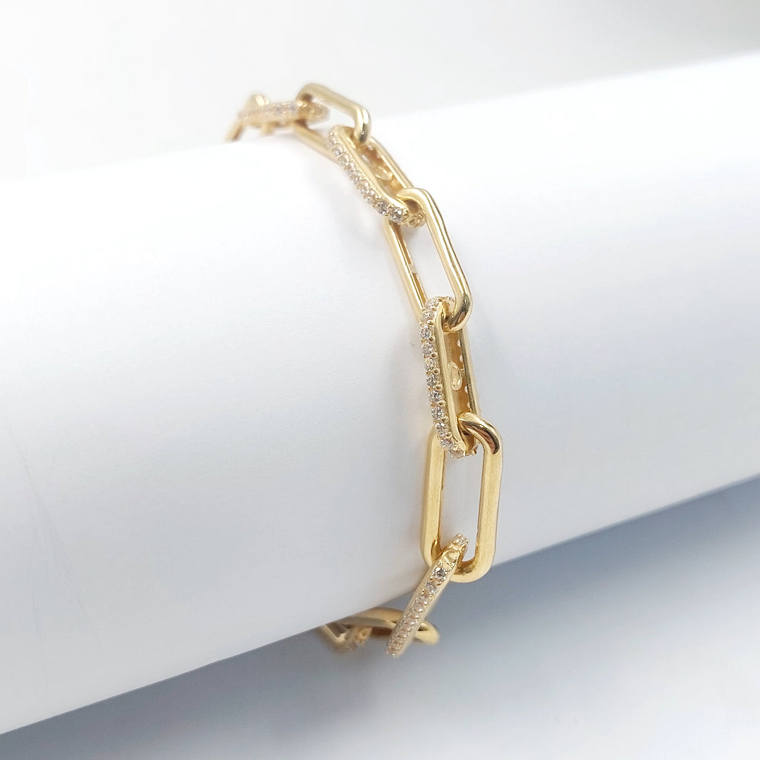 Zircon Studded Lock Bracelet Made of 18K Gold by Saeed Jewelry 