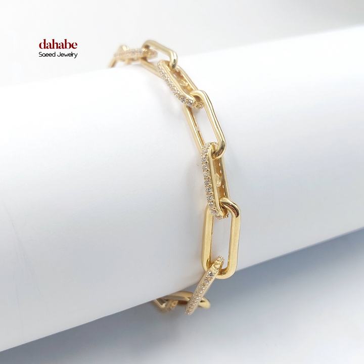18K Gold Zircon Link Bracelet