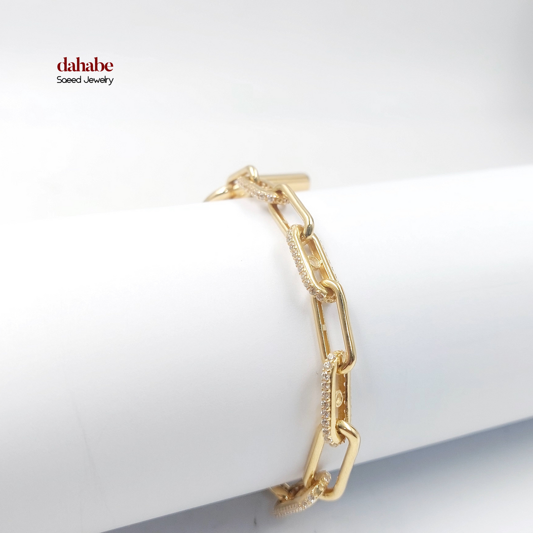 18K Gold Zircon Link Bracelet