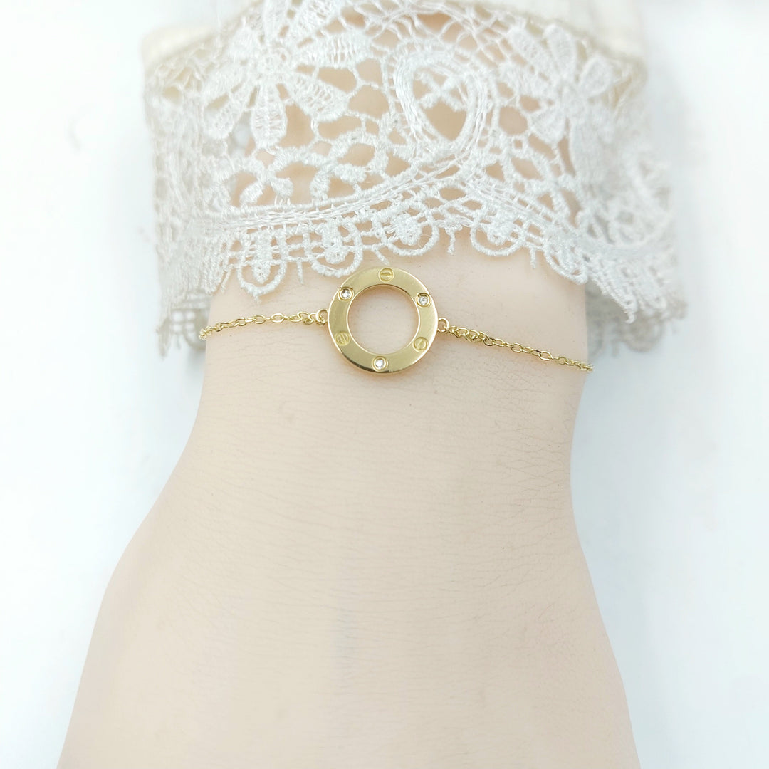 Zircon Studded Figaro Bracelet Made of 18K Gold by Saeed Jewelry 