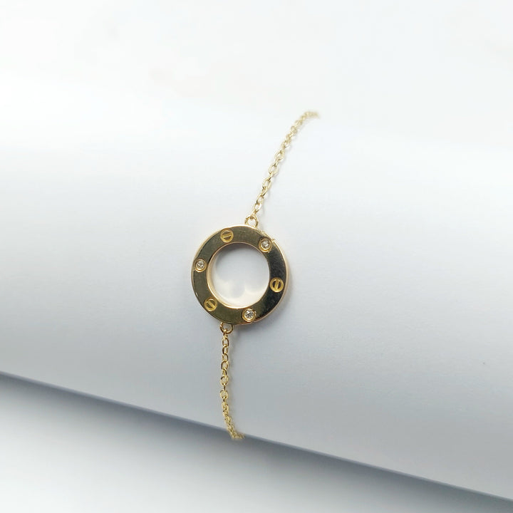 Zircon Studded Figaro Bracelet Made of 18K Gold by Saeed Jewelry 