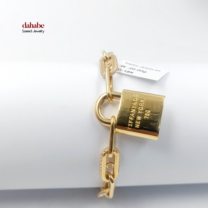 18K Gold Zircon Link Bracelet