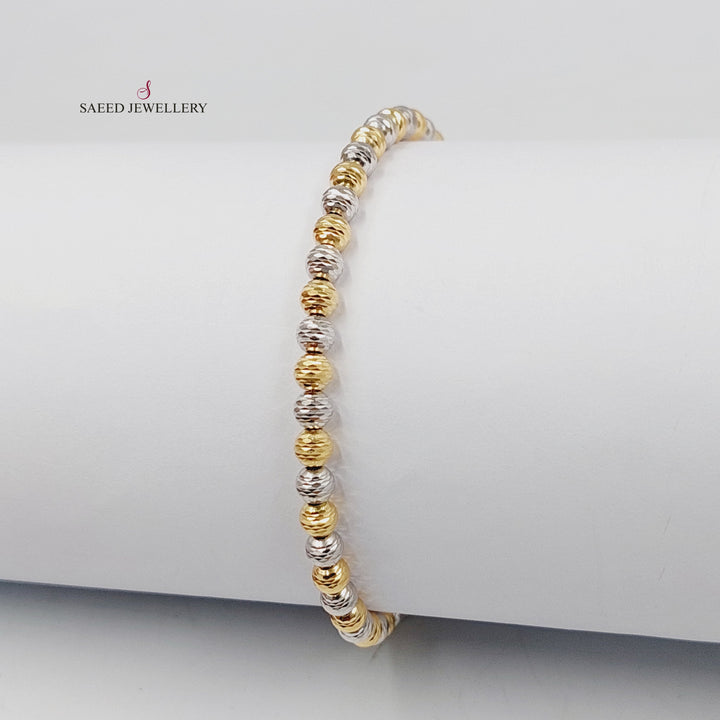 18K Gold Zircon Studded Balls Bracelet by Saeed Jewelry - Image 3