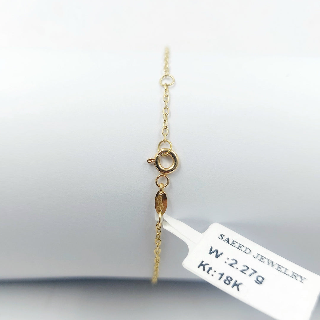 Zircon Studded Figaro Bracelet Made of 18K Gold by Saeed Jewelry 