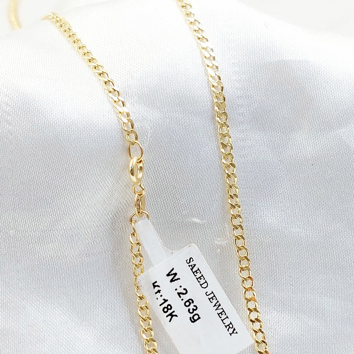 2.5mm Flat Chain 50cm | 19.7" Made of 18K Gold by Saeed Jewelry 