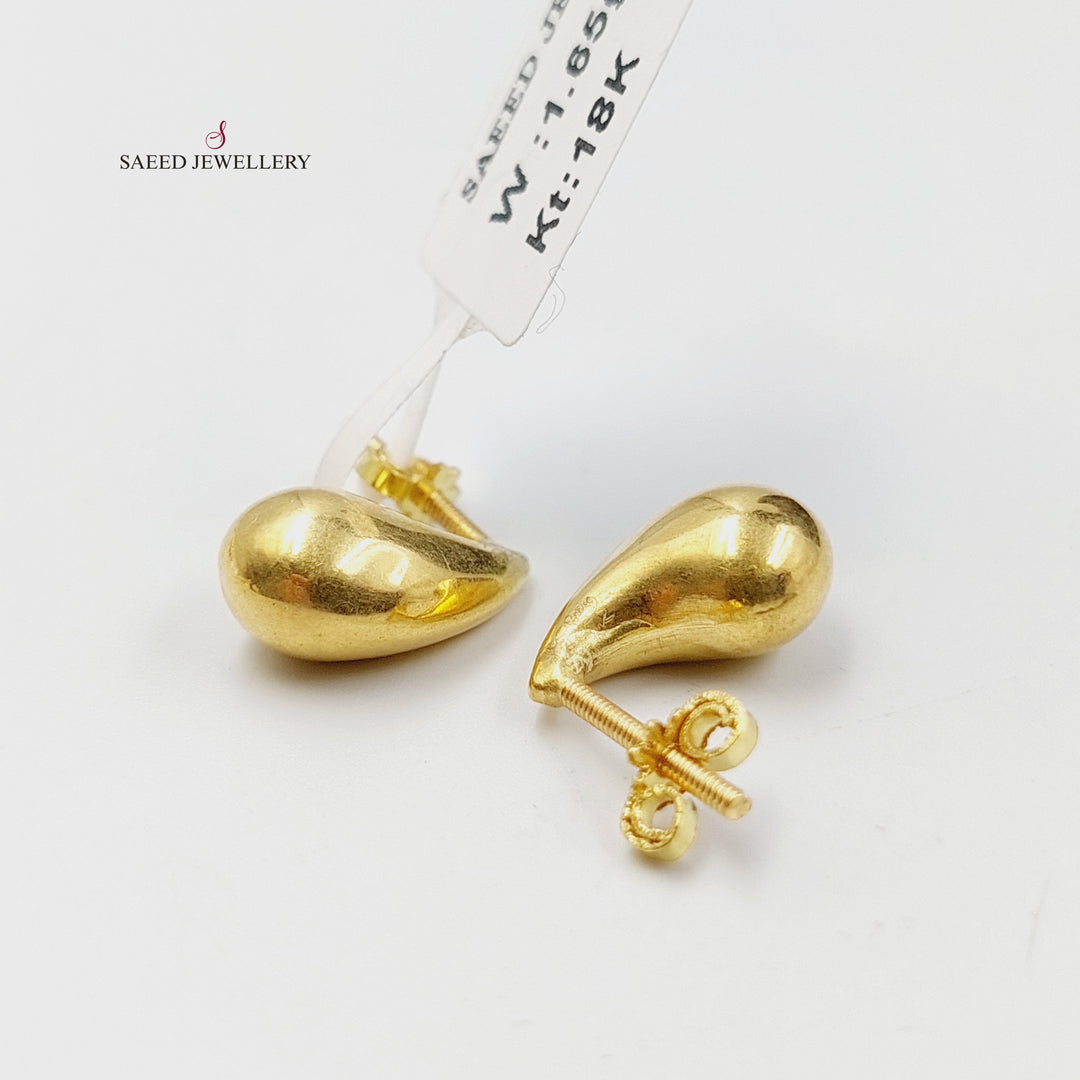 18K Gold Almond Screw Earrings by Saeed Jewelry - Image 2