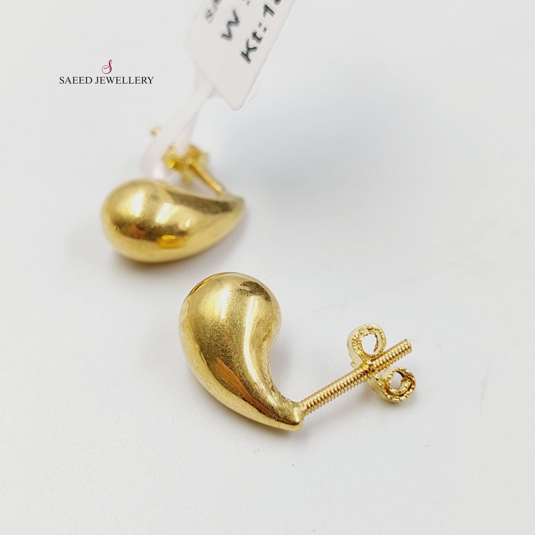 18K Gold Almond Screw Earrings by Saeed Jewelry - Image 3