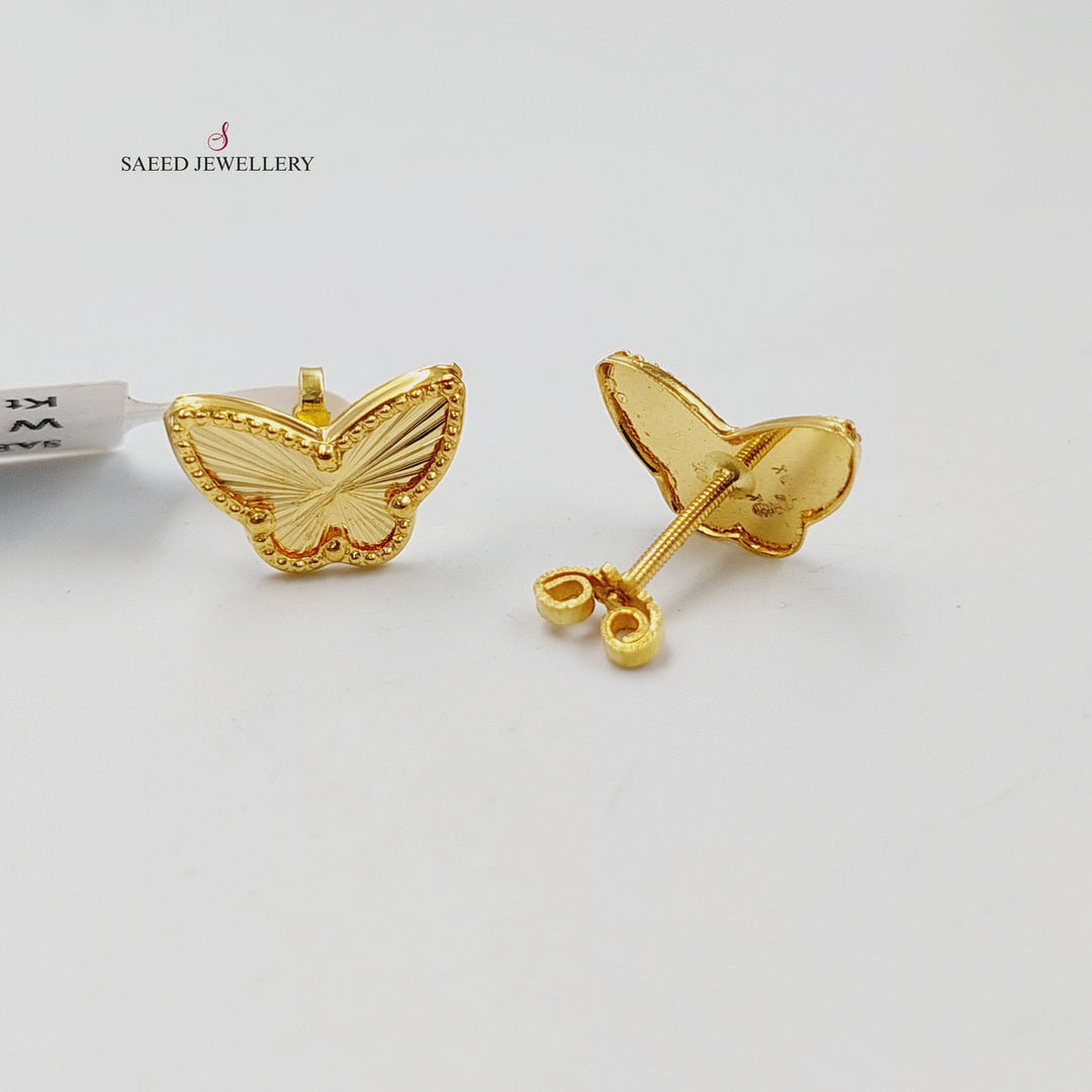 18K Gold Butterfly Screw Earrings by Saeed Jewelry - Image 2