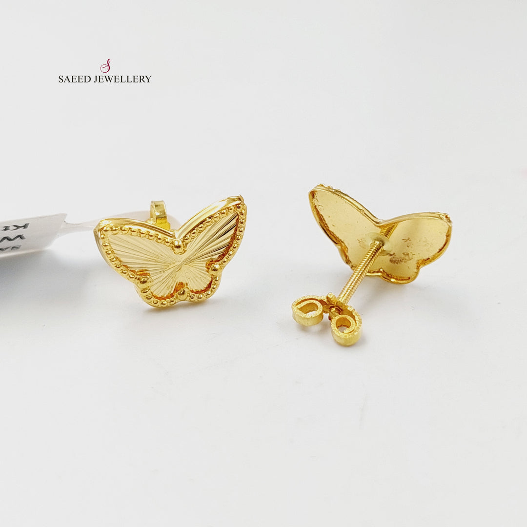 18K Gold Butterfly Screw Earrings by Saeed Jewelry - Image 1