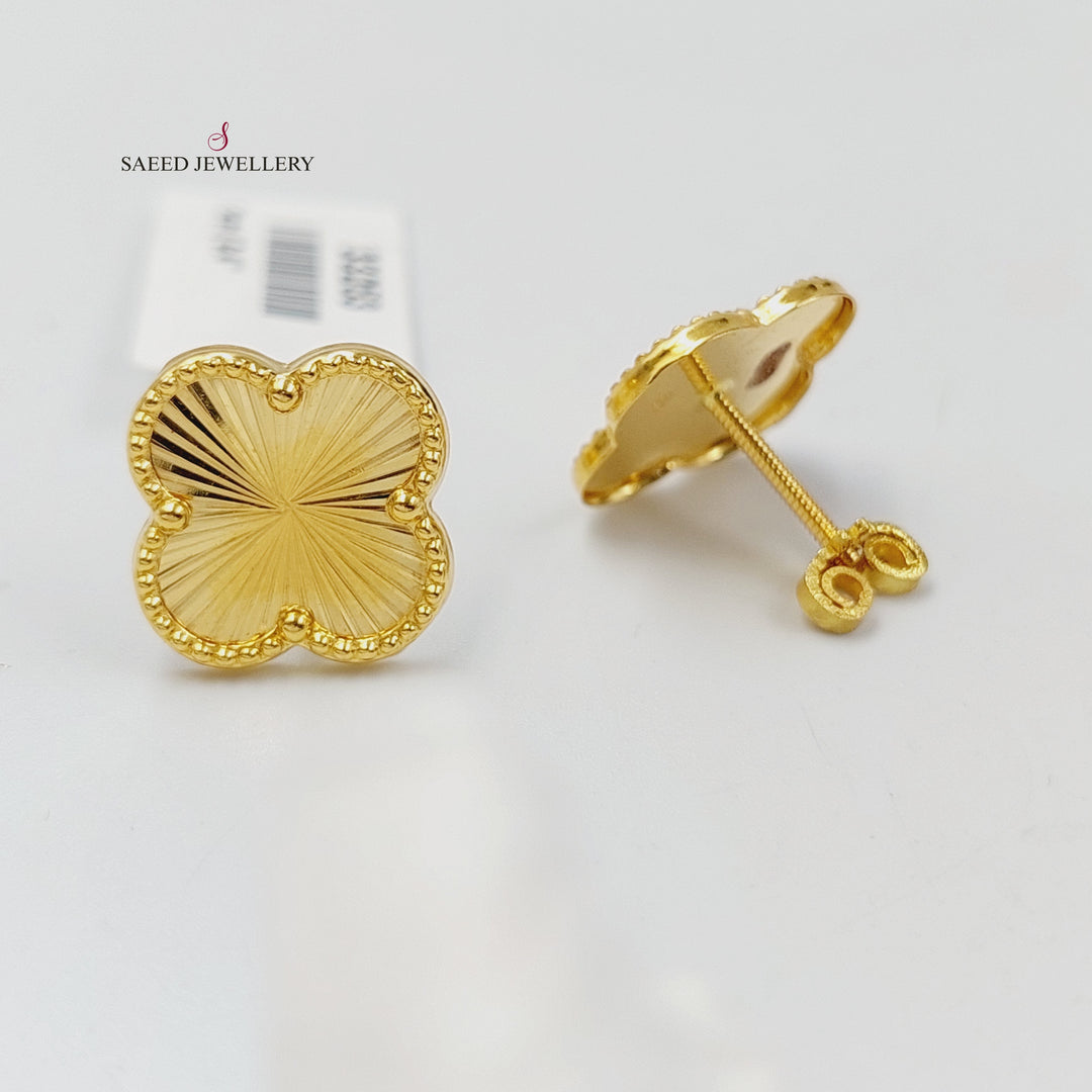 18K Gold CLOVER Screw Earrings by Saeed Jewelry - Image 4