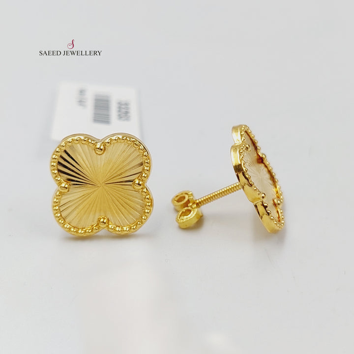 18K Gold CLOVER Screw Earrings by Saeed Jewelry - Image 1