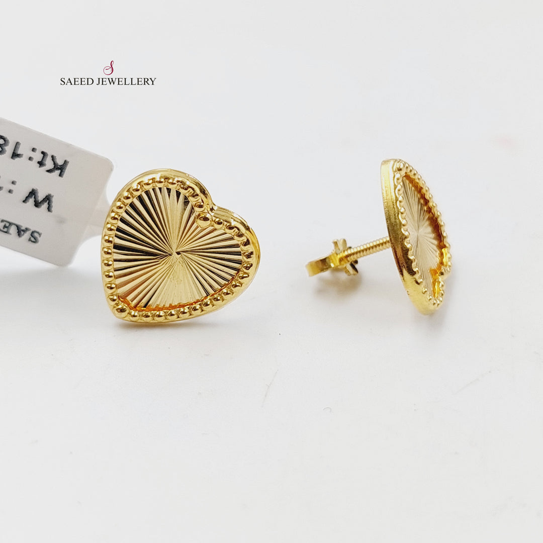 18K Gold Heart Screw Earrings by Saeed Jewelry - Image 2