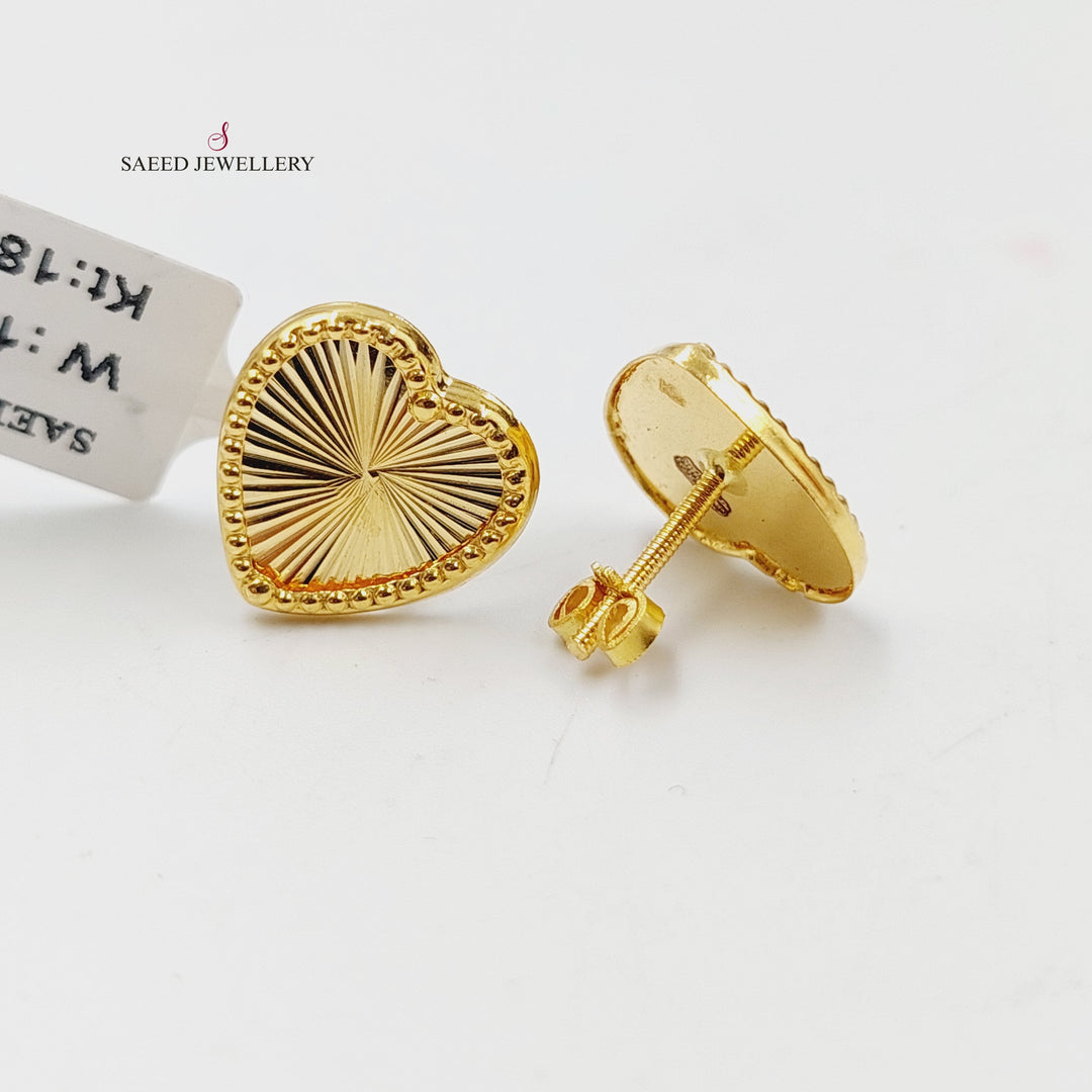 18K Gold Heart Screw Earrings by Saeed Jewelry - Image 1