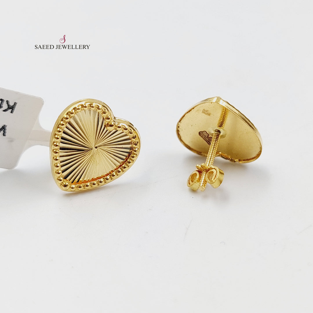 18K Gold Heart Screw Earrings by Saeed Jewelry - Image 3