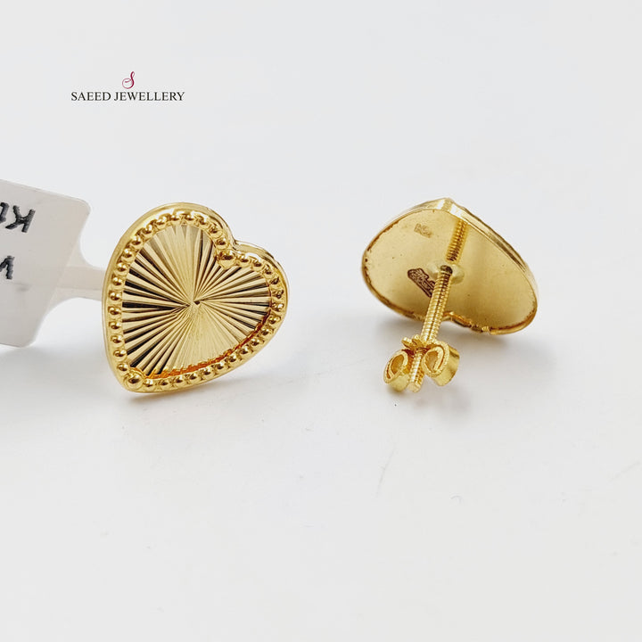 18K Gold Heart Screw Earrings by Saeed Jewelry - Image 3