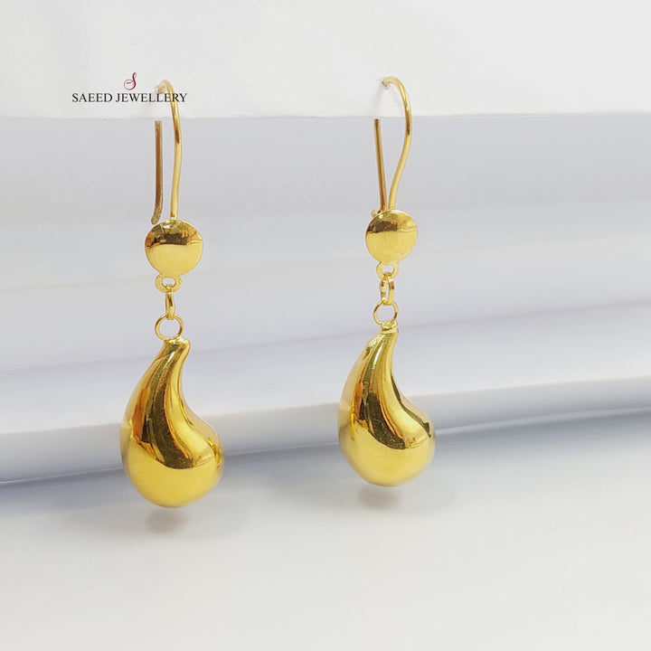 Plain Almond Earrings Made of 18K Gold by Saeed Jewelry 