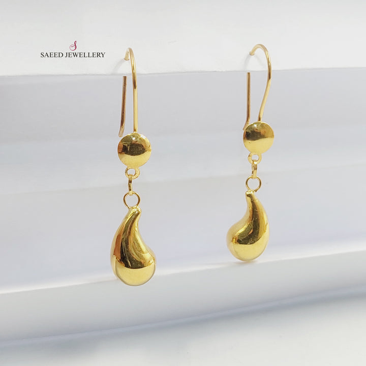 Plain Almond Earrings Made of 18K Gold by Saeed Jewelry 