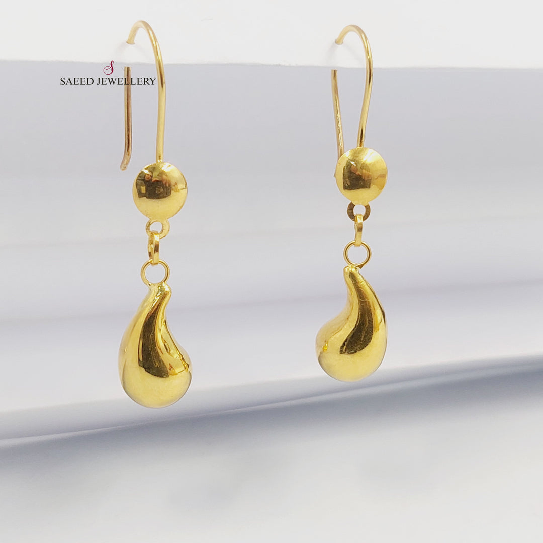 Plain Almond Earrings Made of 18K Gold by Saeed Jewelry 