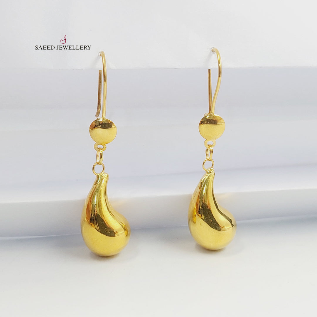 Plain Almond Earrings Made of 18K Gold by Saeed Jewelry 