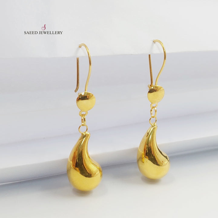 Plain Almond Earrings Made of 18K Gold by Saeed Jewelry 