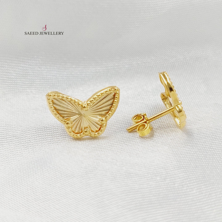 18K حلق فراشة برغي-مجوهرات الشيخ سعيد-Saeed Jewelry 