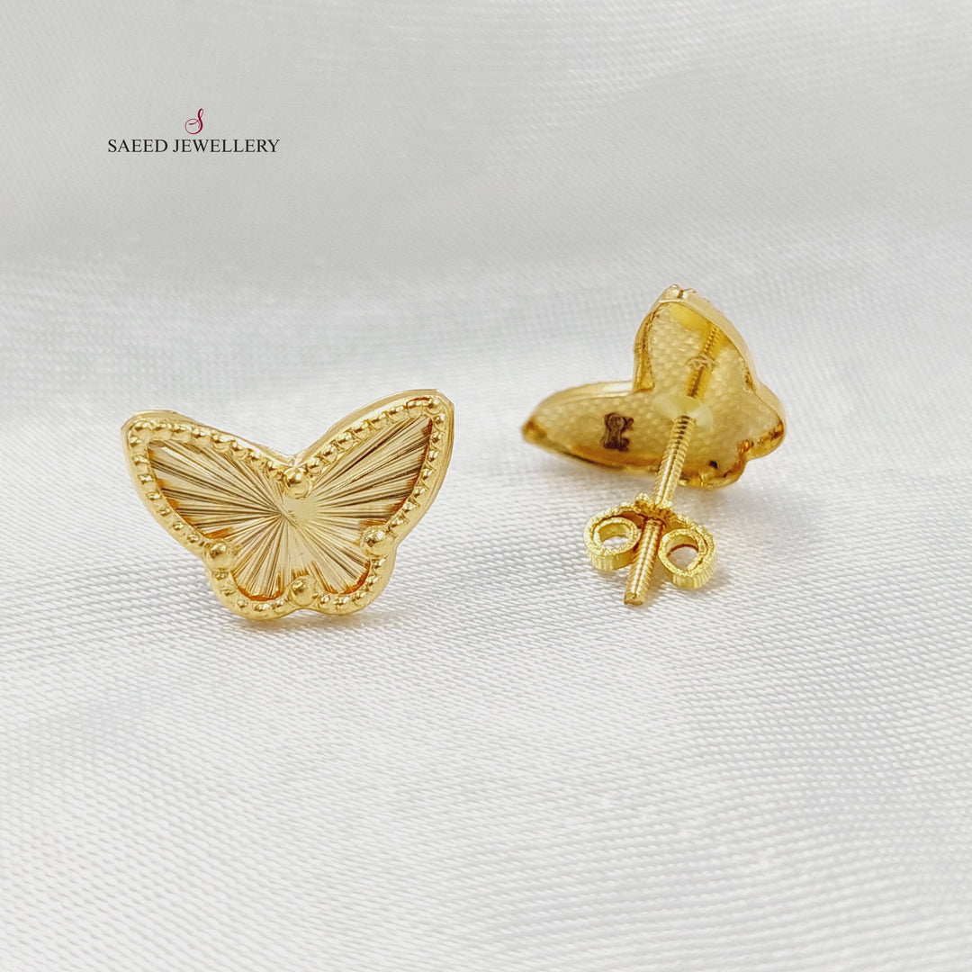 18K حلق فراشة برغي-مجوهرات الشيخ سعيد-Saeed Jewelry 