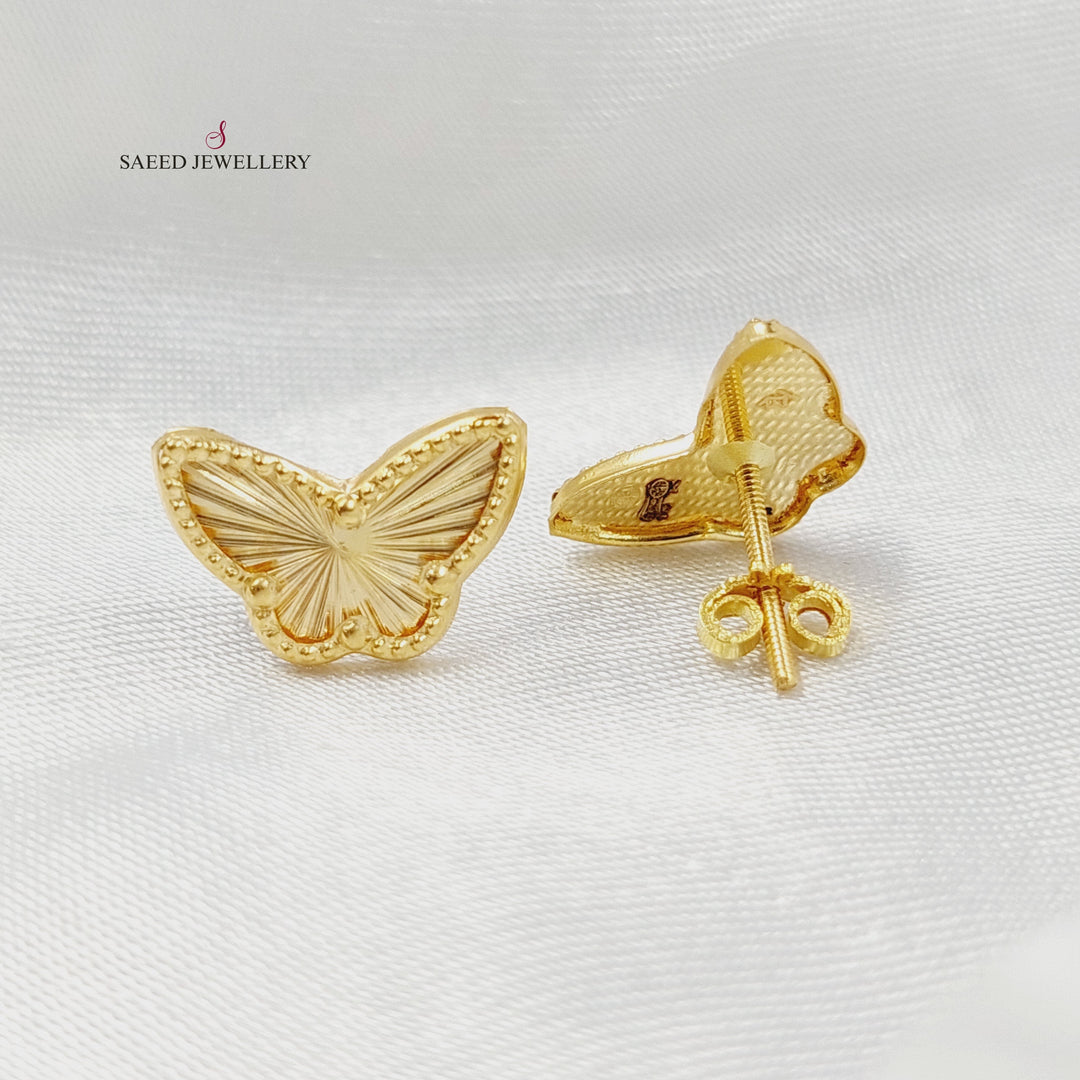 18K حلق فراشة برغي-مجوهرات الشيخ سعيد-Saeed Jewelry 