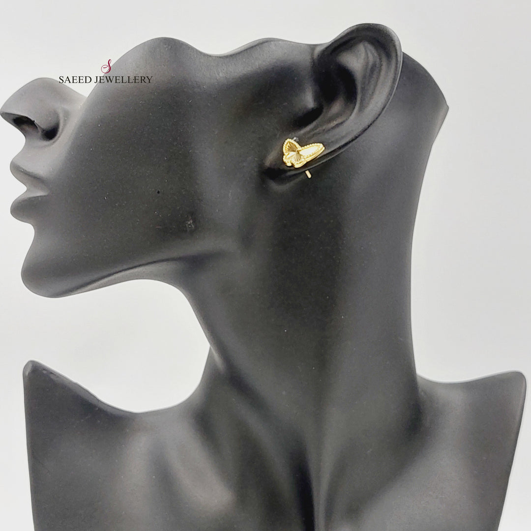 18K حلق فراشة برغي-مجوهرات الشيخ سعيد-Saeed Jewelry 