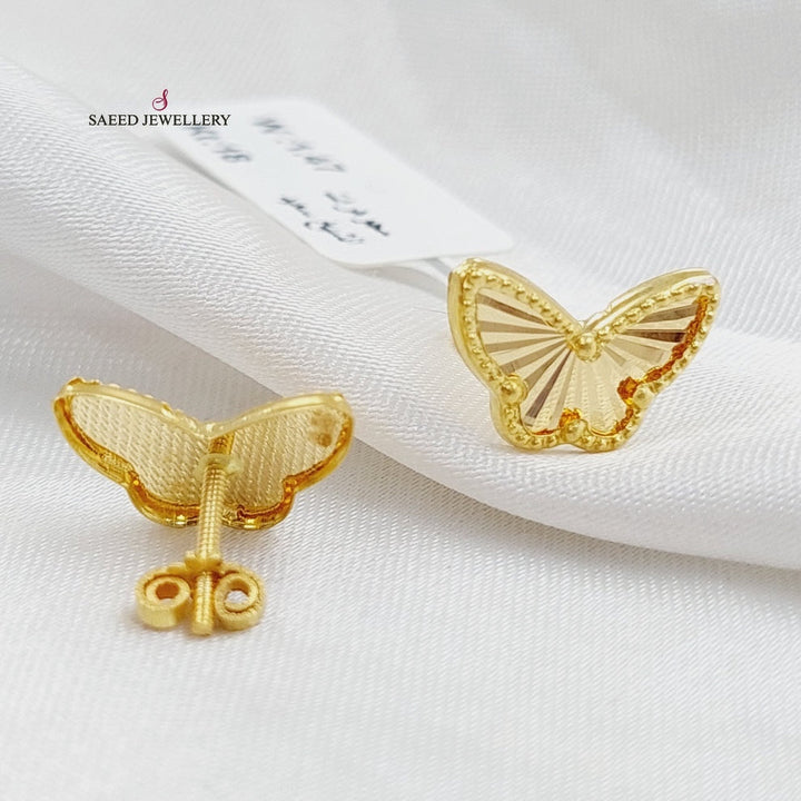 18K حلق فراشة برغي-مجوهرات الشيخ سعيد-Saeed Jewelry 