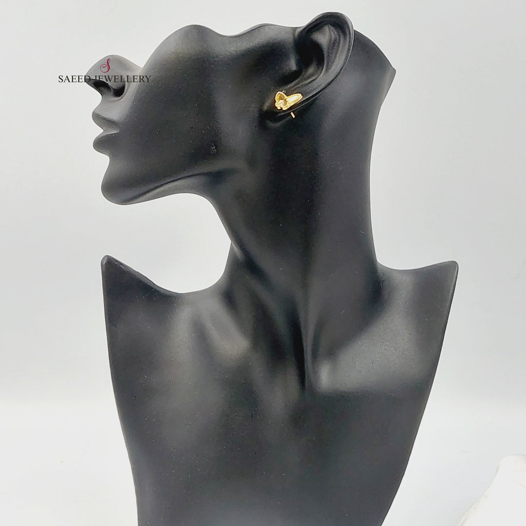 18K حلق فراشة برغي-مجوهرات الشيخ سعيد-Saeed Jewelry 
