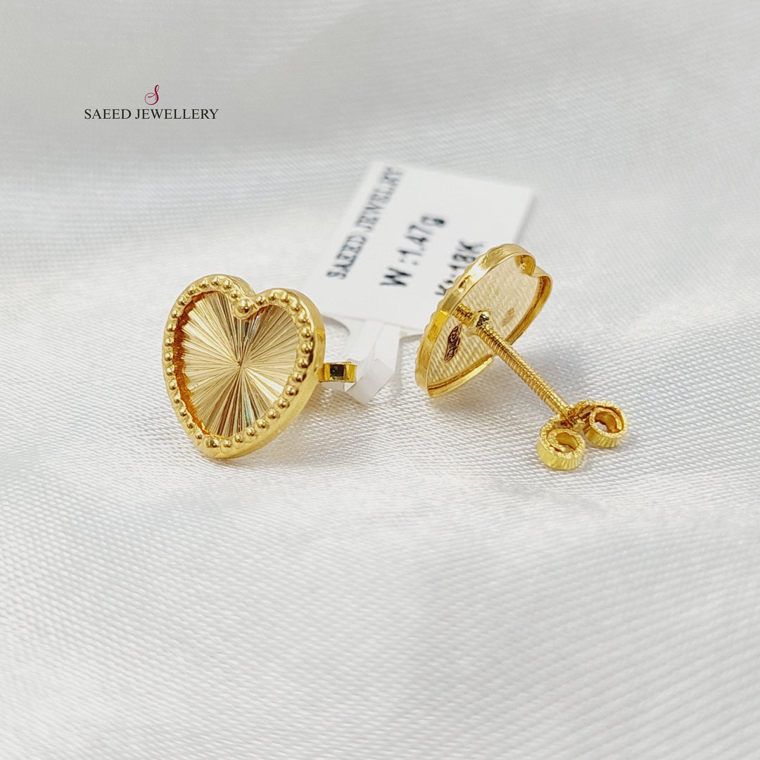 Screw Heart Earrings Made of 18K Gold by Saeed Jewelry 