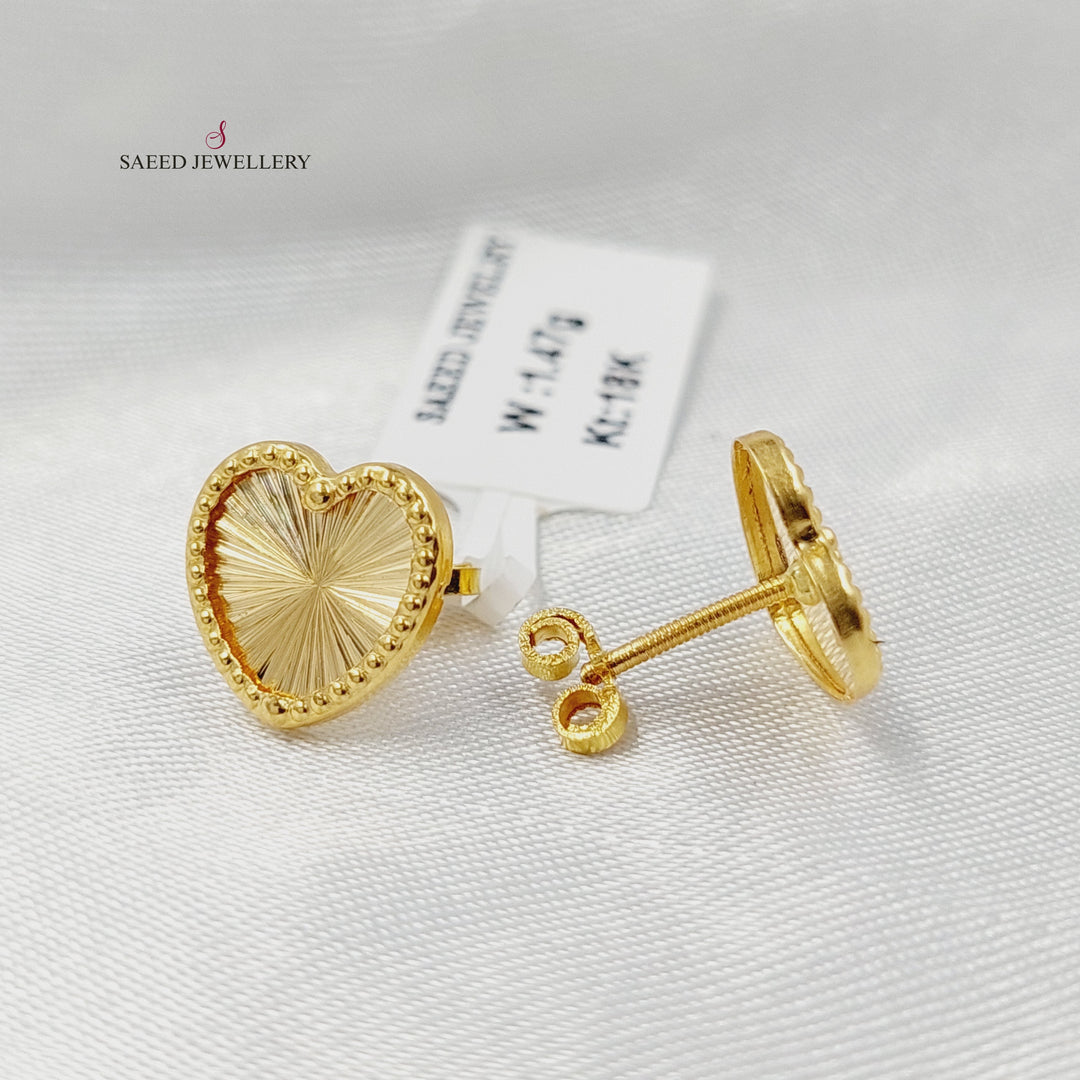 Screw Heart Earrings Made of 18K Gold by Saeed Jewelry 