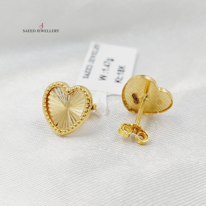 18K حلق قلب برغي-مجوهرات الشيخ سعيد-Saeed Jewelry 