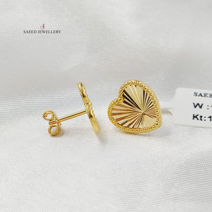 Screw Heart Earrings Made of 18K Gold by Saeed Jewelry 