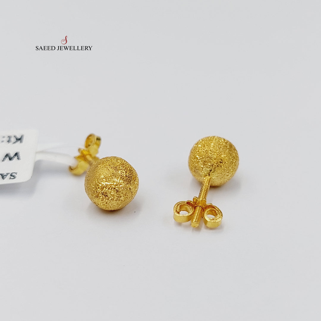 18K Gold Sanded Screw Earrings by Saeed Jewelry - Image 1